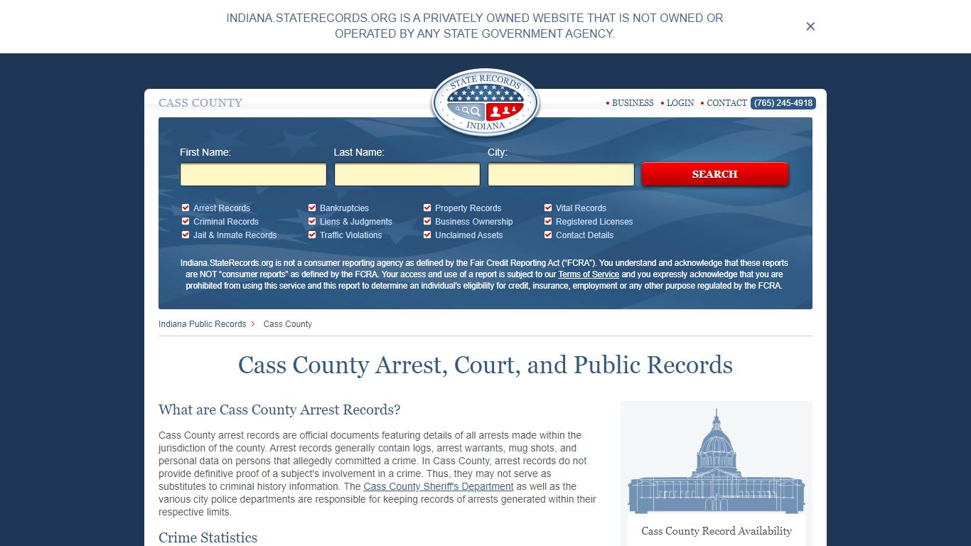 Cass County Arrest, Court, and Public Records