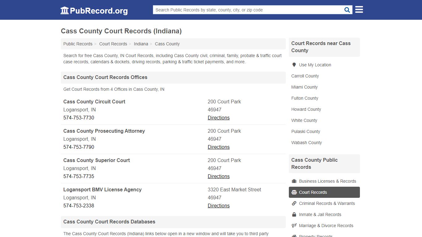 Free Cass County Court Records (Indiana Court Records)