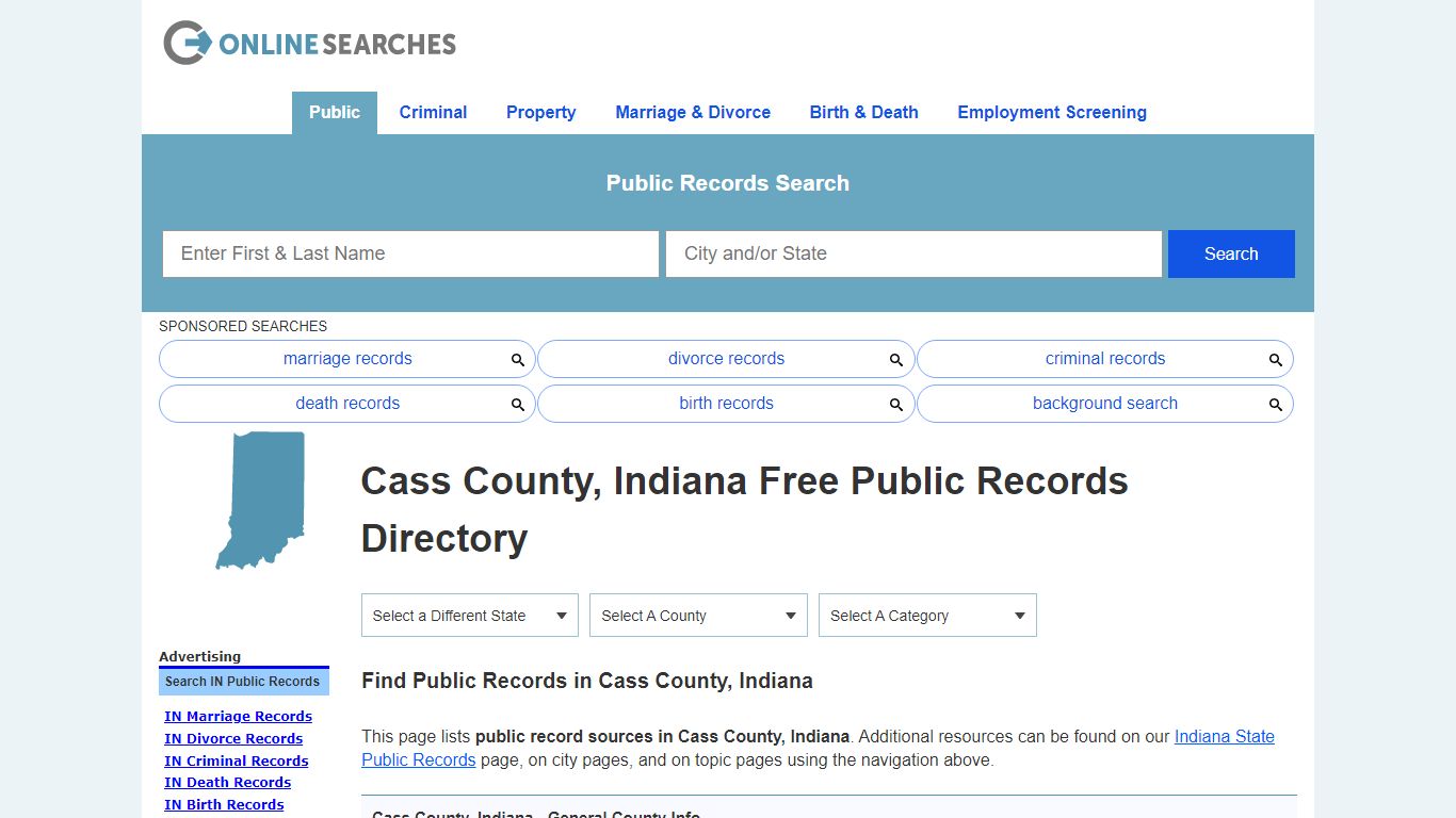 Cass County, Indiana Public Records Directory